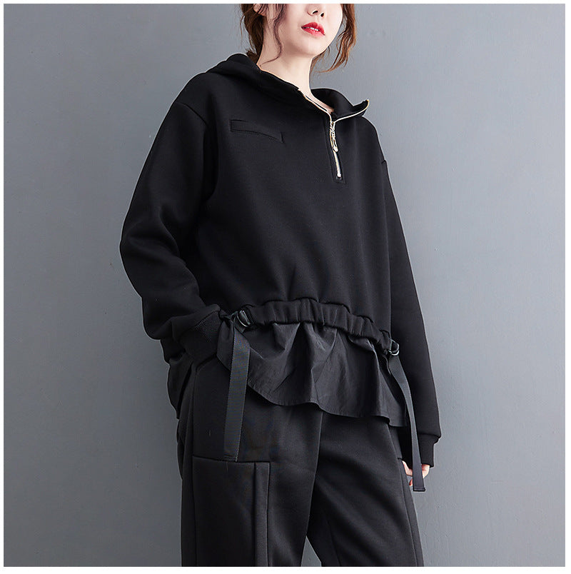 Special Splicing High Collar Sweatshirt