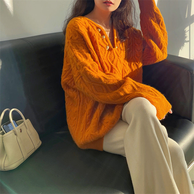 Barbie Pink Striped V-Neck Knit Sweater