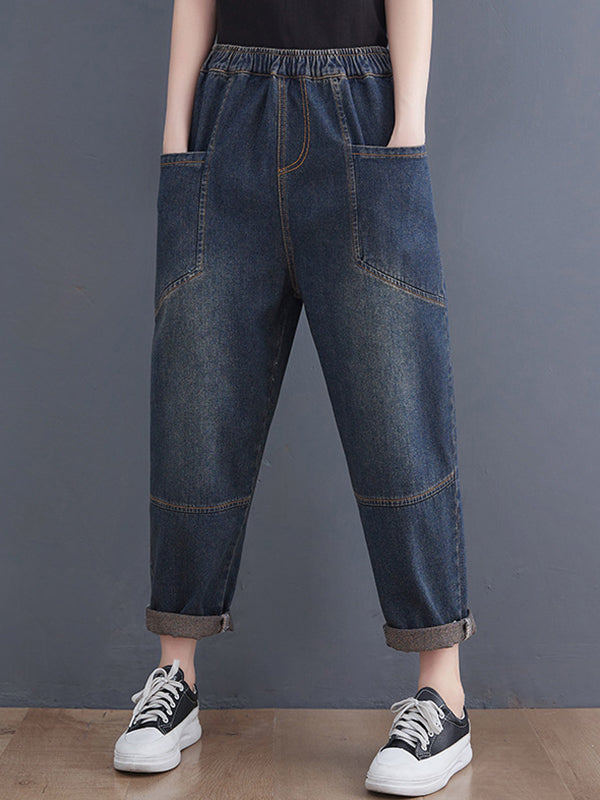 Artistic Retro Loose Elasticity Jean Pants