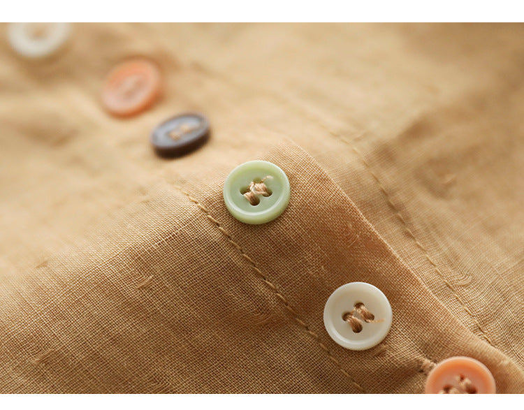 Literary Solid Color Lapel Bat Sleeve Shirt