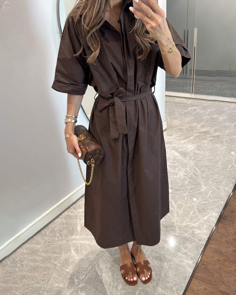 Casual Solid Lapel Dress