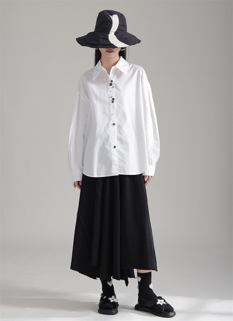 Classic Solid Color Bubble Sleeve Blouse