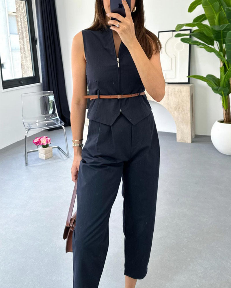 Chic work and casual two-piece set