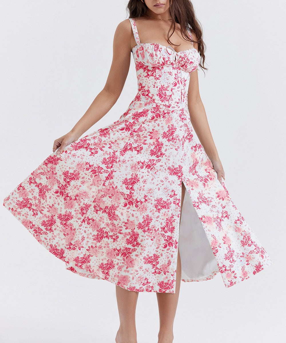 Romantic Floral Elegant Midi Dress