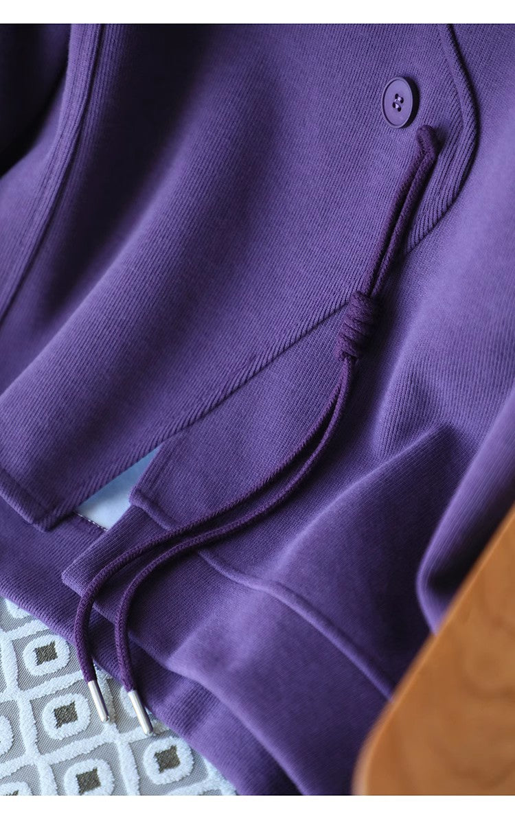 Casual Solid Color Splicing Long Sleeve Sweatshirt