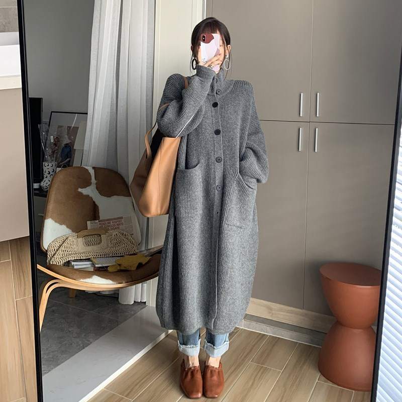 Versatile Loose Knit Long Sleeve Coat