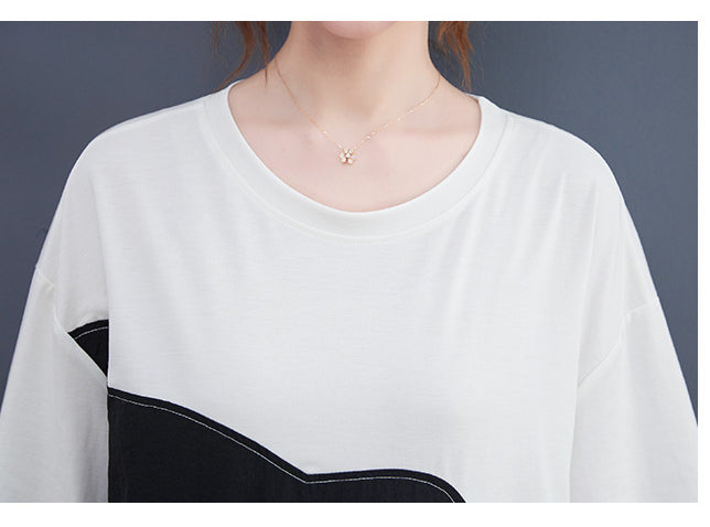 Casual Splicing Round Neck Short Sleeve T-shirt