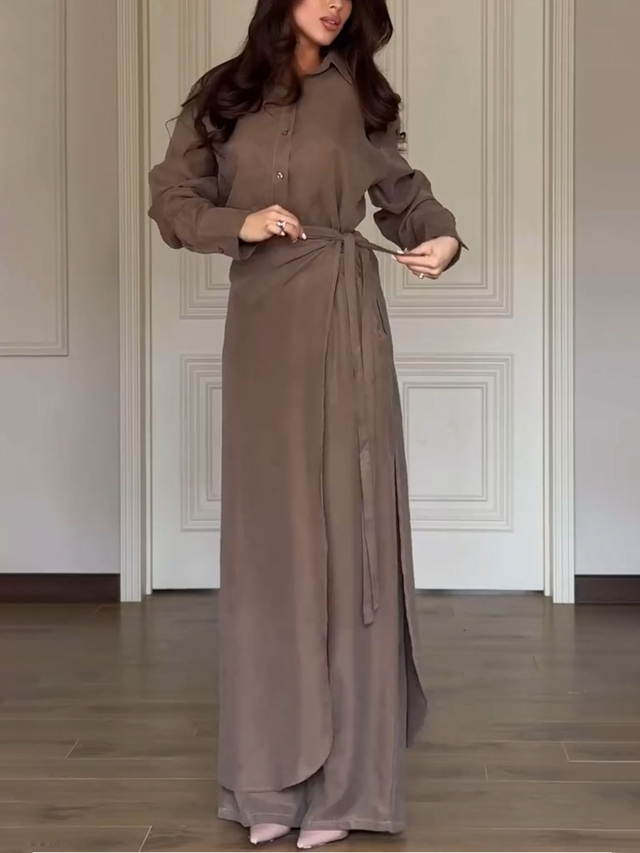 Casual shirt + skirt pants two-piece set