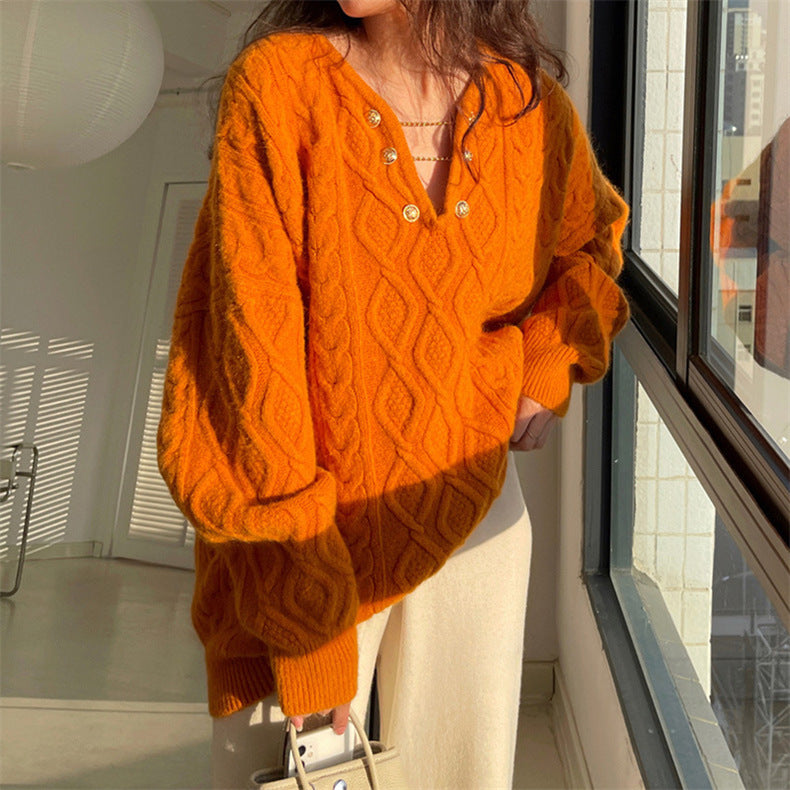 Barbie Pink Striped V-Neck Knit Sweater