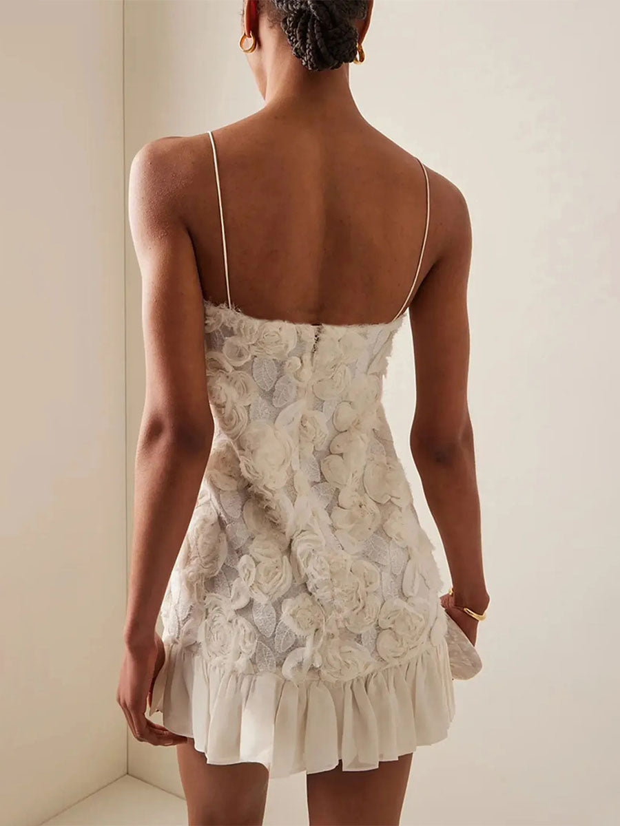 Handmade floral pleated mini dress