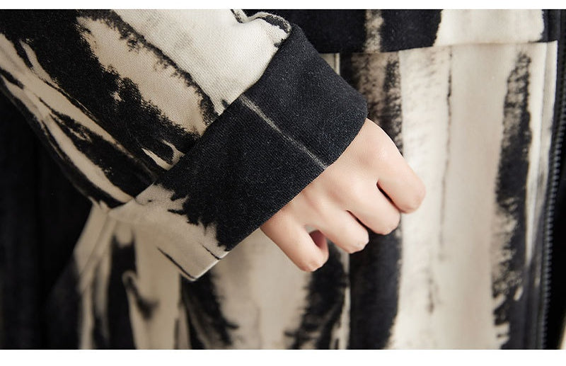 Casual Printed Long Sleeve Stand Collar Coat