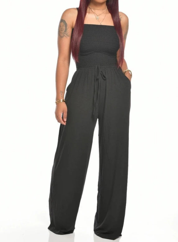 ✨Women's Off Shoulder Solid Color Smocked Jumpsuit(Buy 2 Free Shipping)