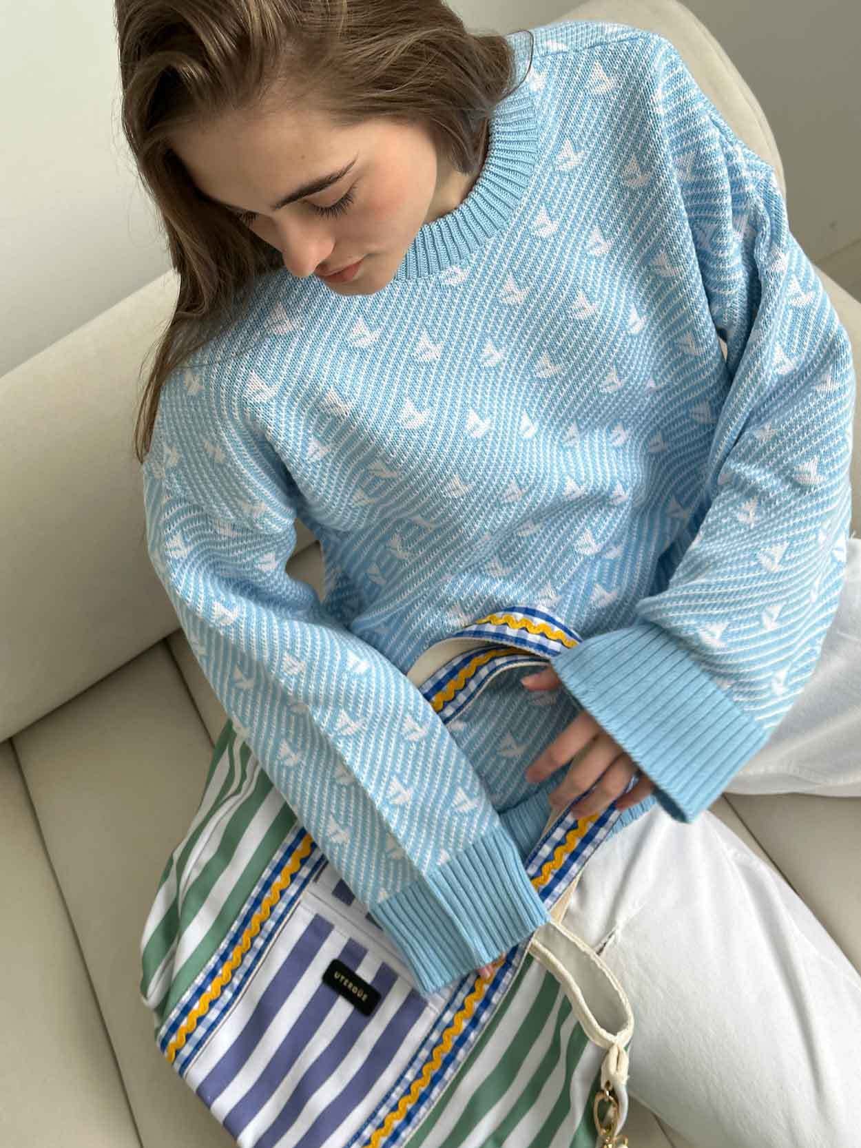 Round neck sailing sweater winter commuter loose knitted pullover women's top