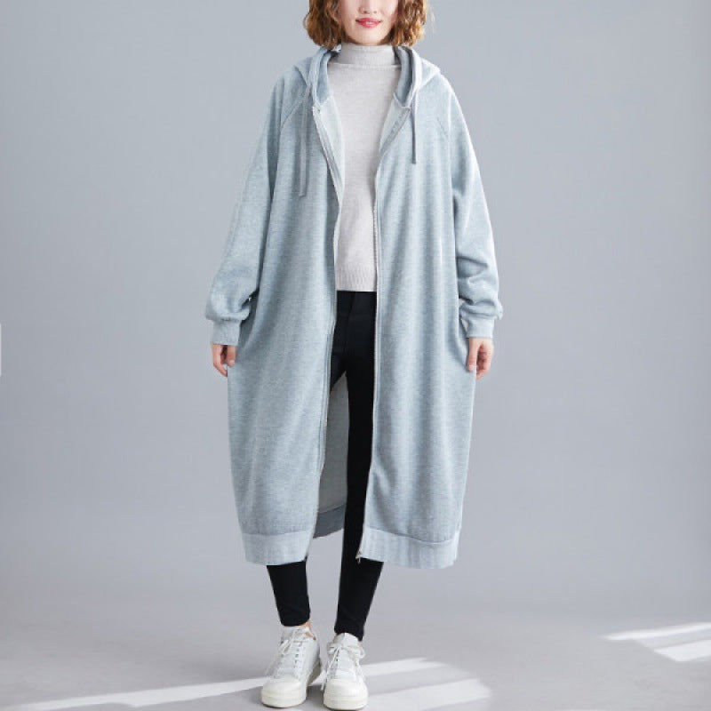 Casual Loose Solid Color Hooded Coat