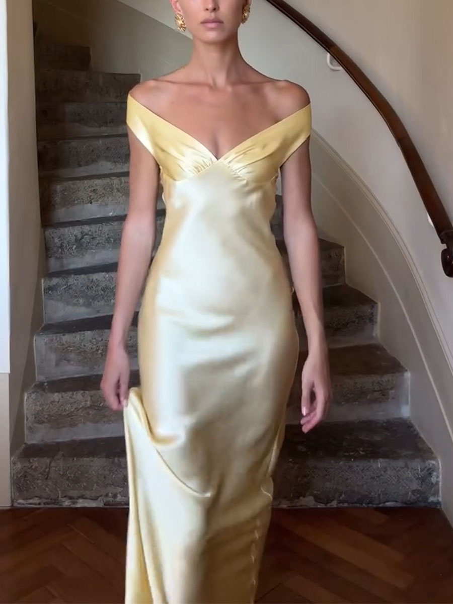 Elegant V-neck backless evening dress