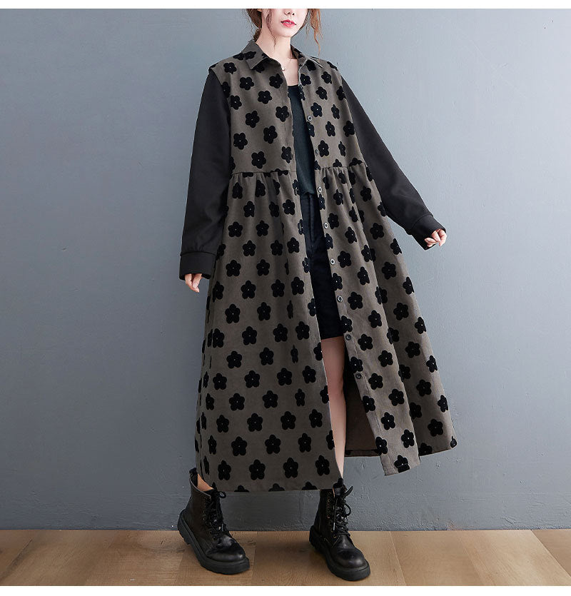 Vintage Polka Dot Print Midi Dress