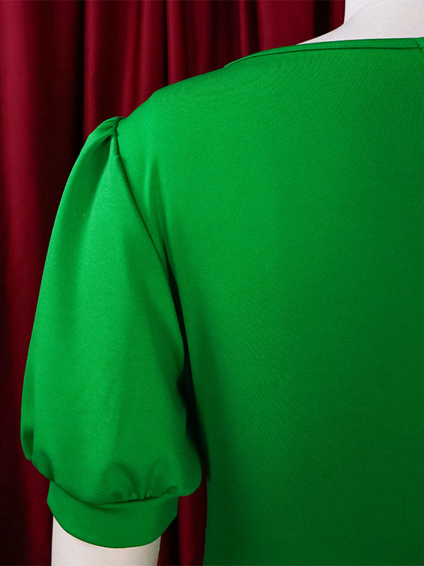 Bodycon Mermaid Pleated Solid Color Zipper V-Neck Midi Dresses