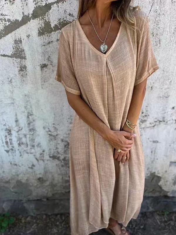 Stylish Cotton  V-Neck Dress