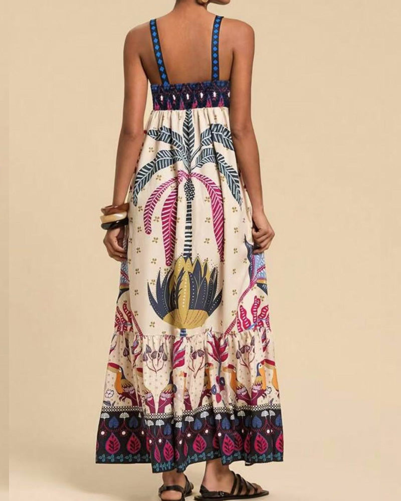 Casual Bohemian Print Sling Dress