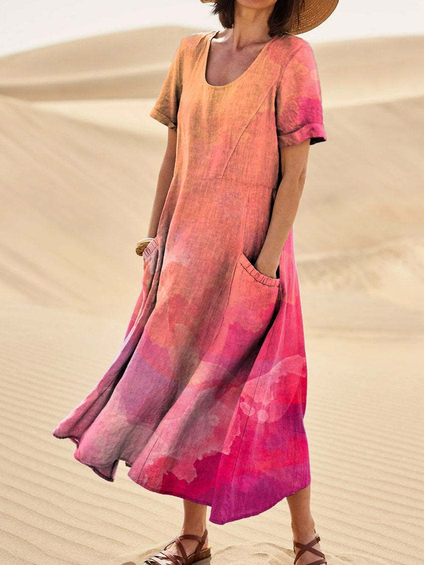 Women's Loose Printed Pocket Dress