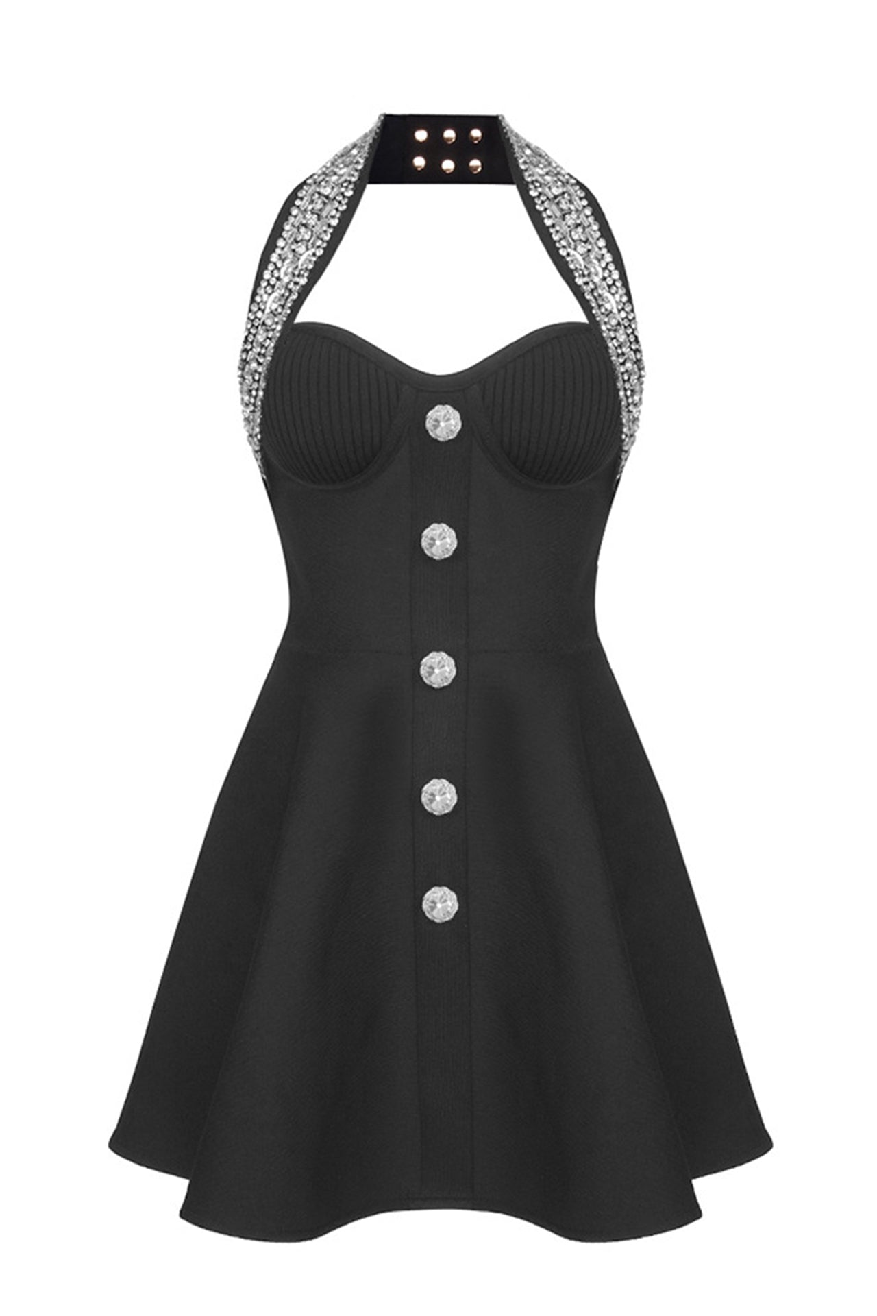 Beatrice Black A-Line Bandage Mini Dress