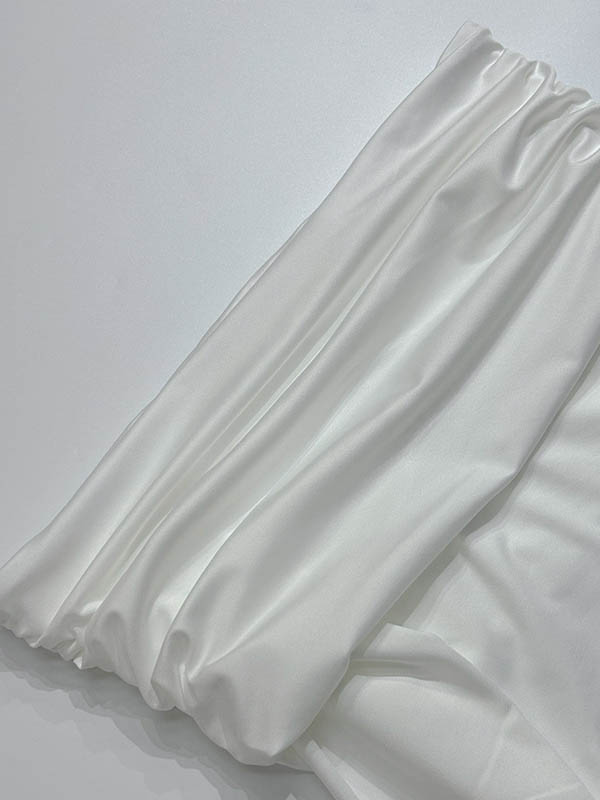 Skinny Pleated See-Through Solid Color Split-Joint Off-The-Shoulder T-Shirts