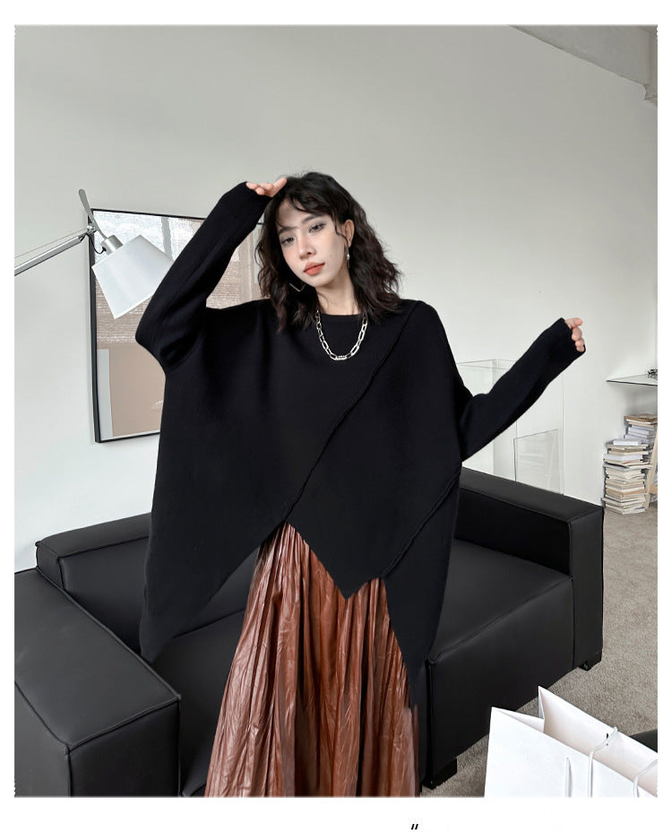 Irregular Knit Long Sleeve Sweater