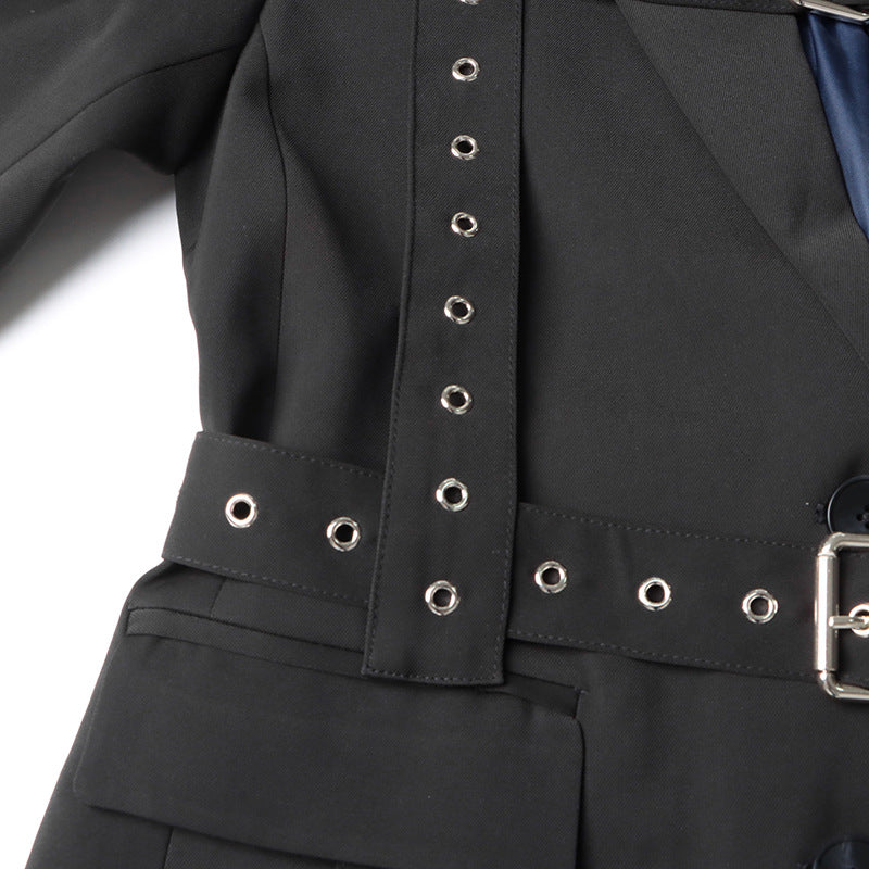 Personalized Studded Buckle Long Sleeve Blazer