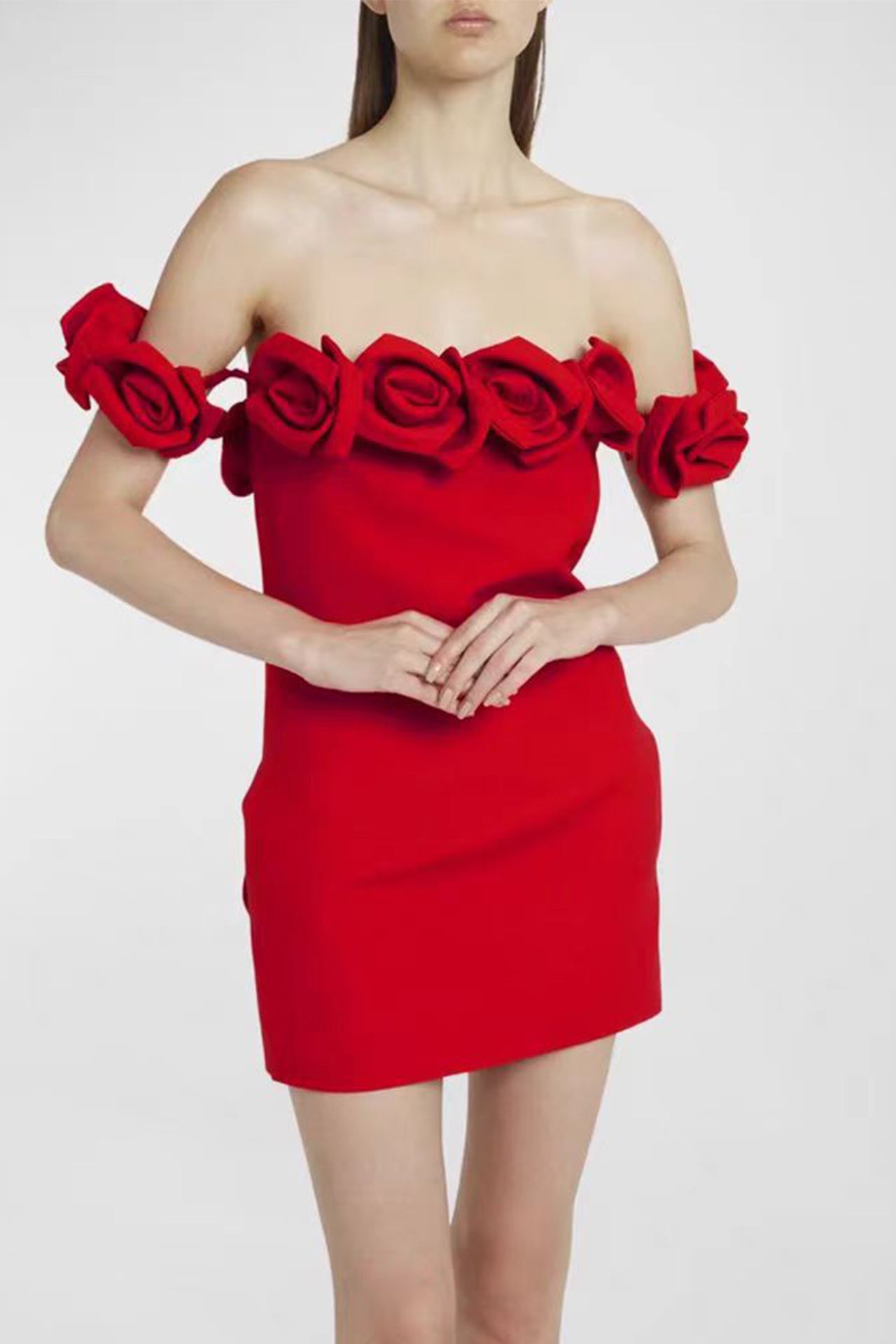 Acacia Red Flower Mini Dress