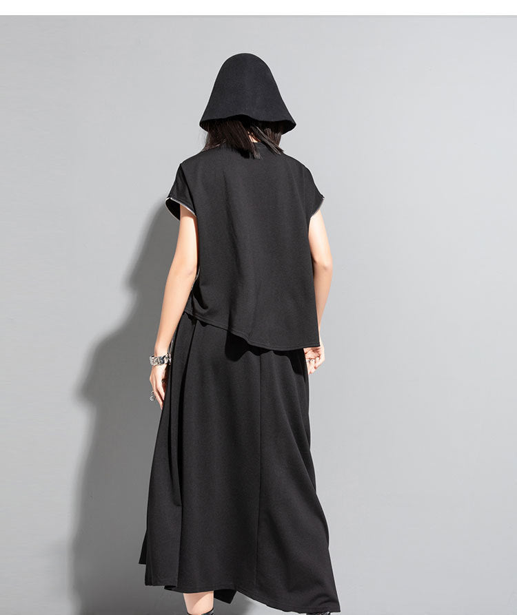 Dark Style Sleeveless Zipper T-shirt