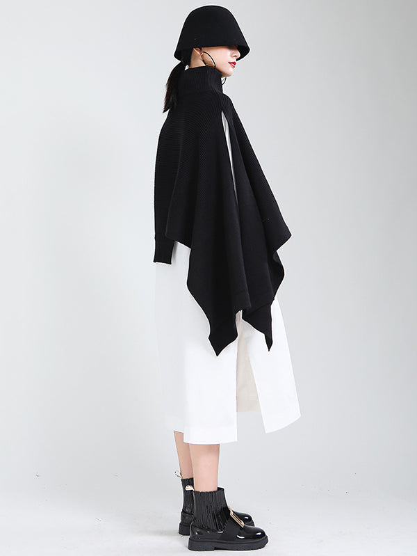 Original Solid High-Neck Irregularity Sweater