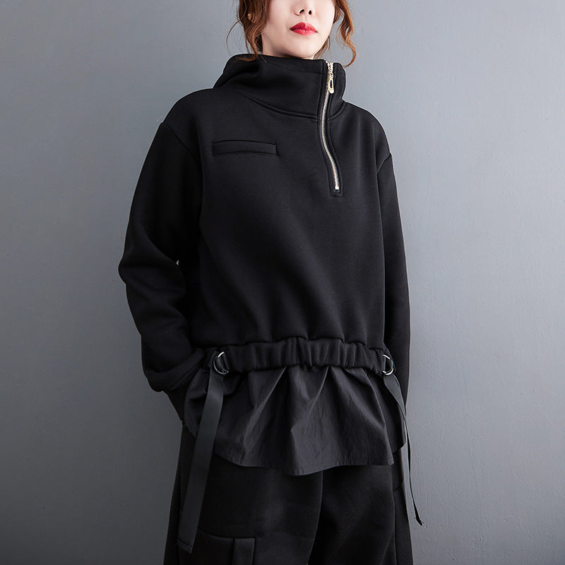 Special Splicing High Collar Sweatshirt