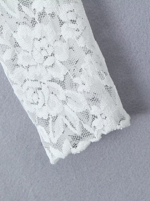 Long Sleeves See-Through Solid Color Mock Neck T-Shirts Tops + Split-Joint Asymmetric High Waisted Skirts Bottom Two Pieces Set