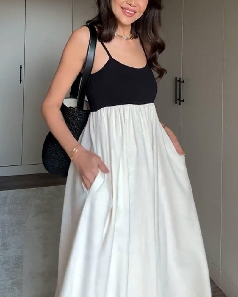 Casual Contrast Strap Dress