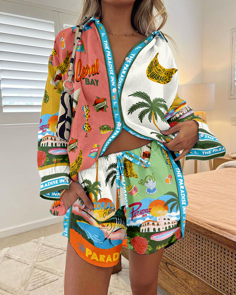 Kojima Diary casual print two-piece set