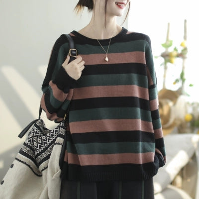 Casual Striped Round Neck Sweater