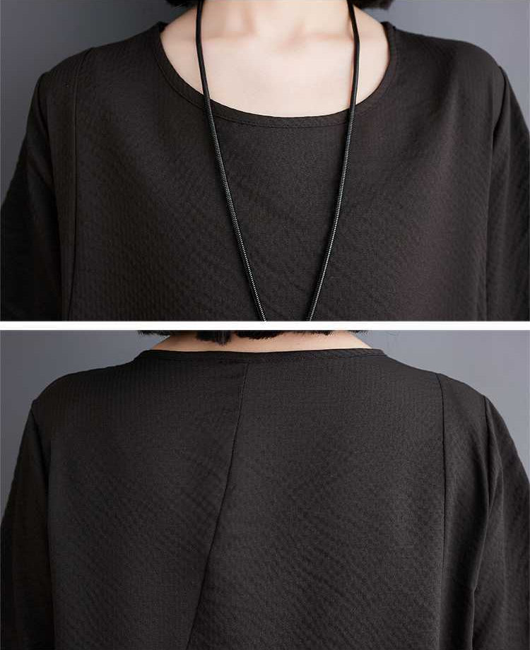 Vintage Literary Irregular Short Sleeve Midi Dress