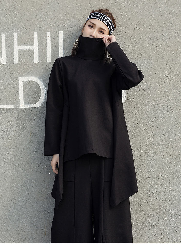 Irregular High Collar Long Sleeve Sweatshirt