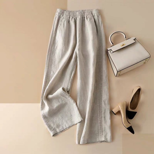 Summer thin cotton linen wide-leg pants
