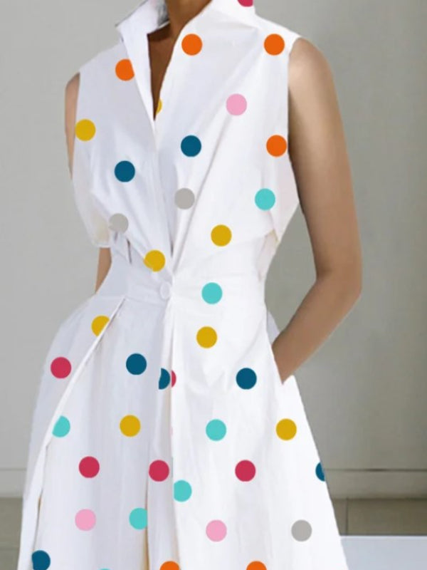 Casual Printed Sleeveless Midi Dress