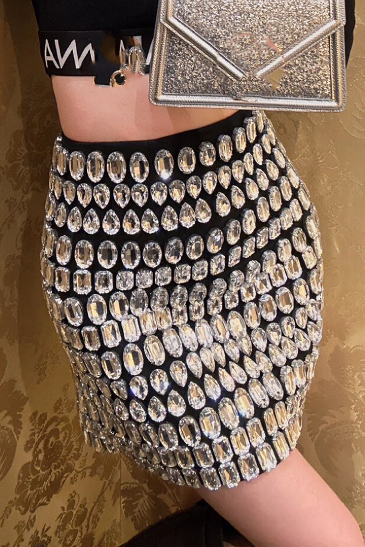 Leah Rhinestone Mini Skirt