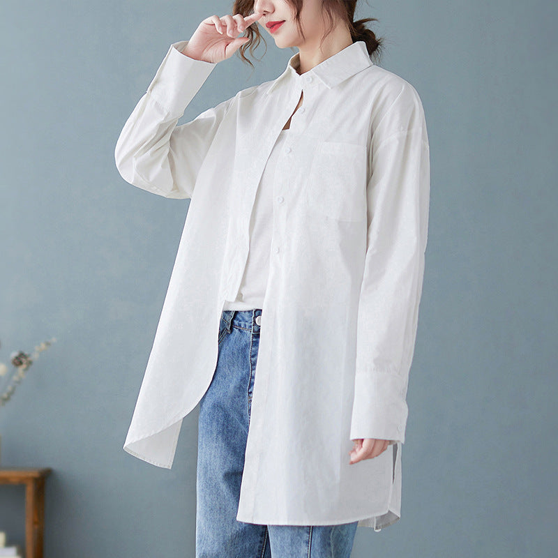 Loose Irregular Solid Color Long Sleeve Shirt