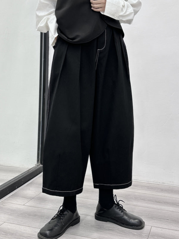 Harem Pants High Waisted Elasticity Pleated Split-Joint Ninth Pants