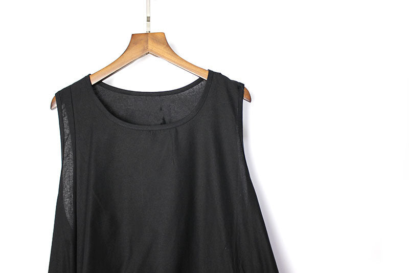 Vintage Patchwork Irregular Sleeveless A-Line Dress