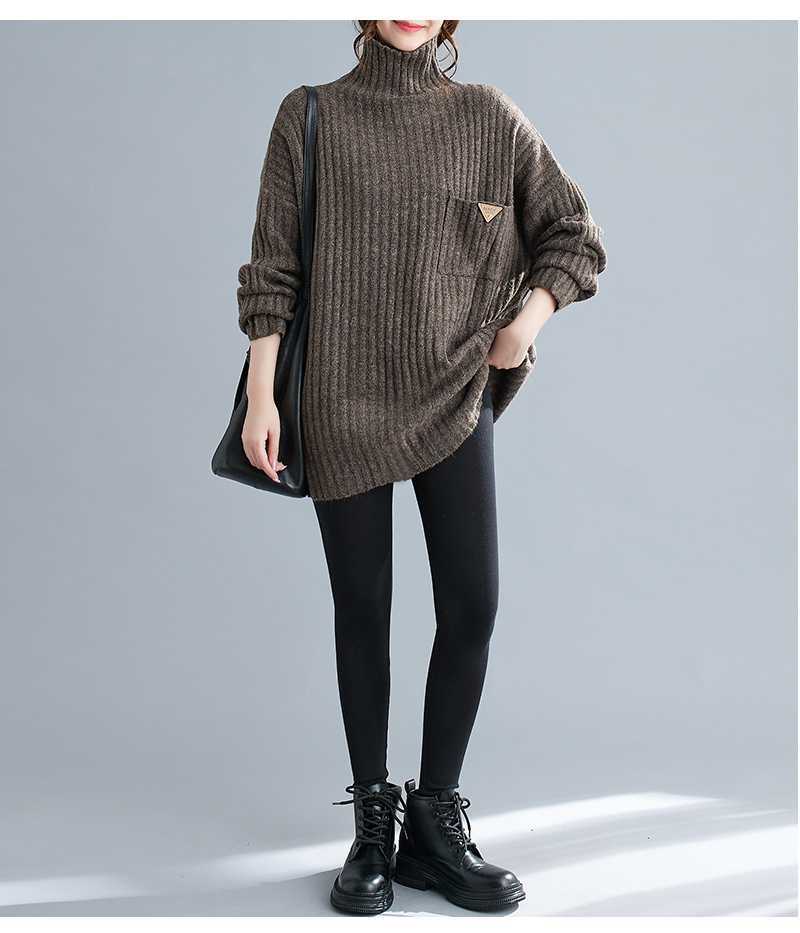 Literary Knit Vertical Stripe Turtleneck Sweater