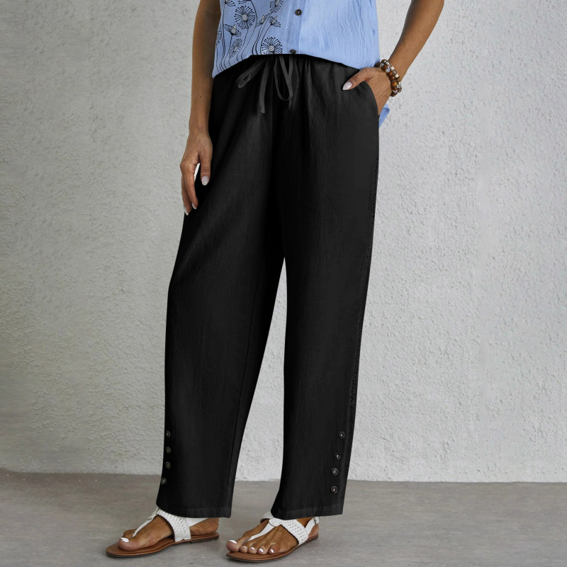 Drawstring Pocket Button Casual Pants