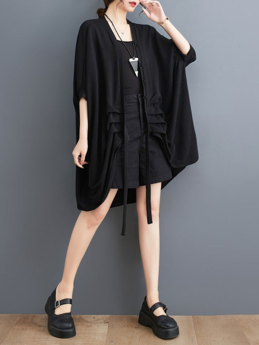Niche Design Solid Color Mid-sleeve Outerwear