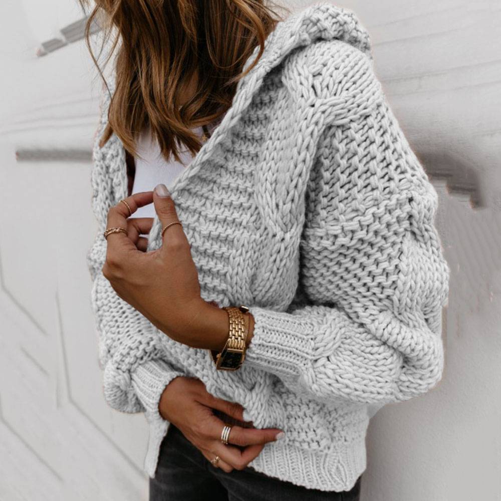 Regular Thick Wrapped Hooded Women's Sweater