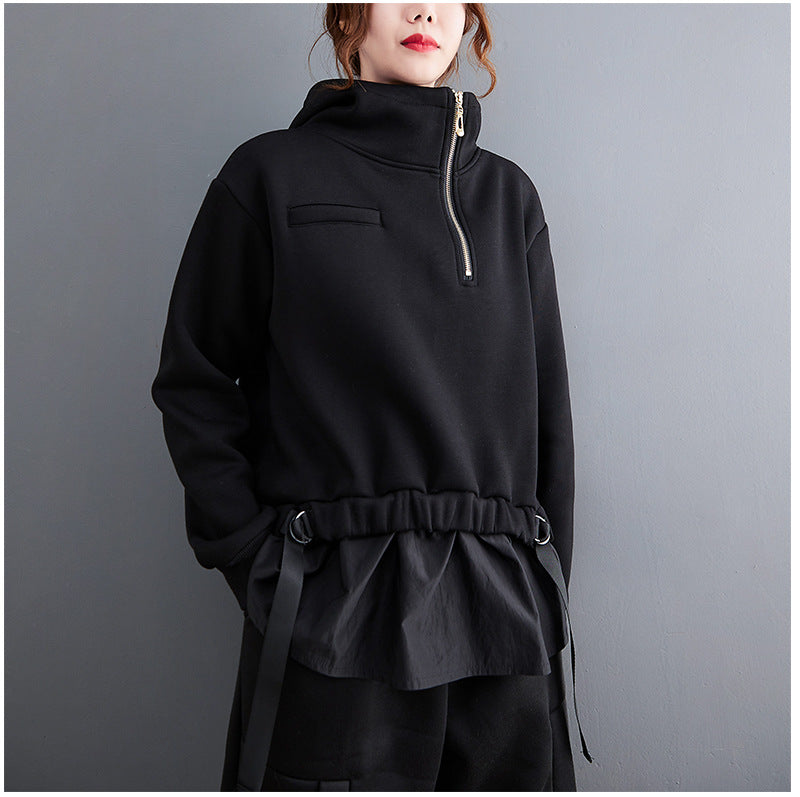 Special Splicing High Collar Sweatshirt