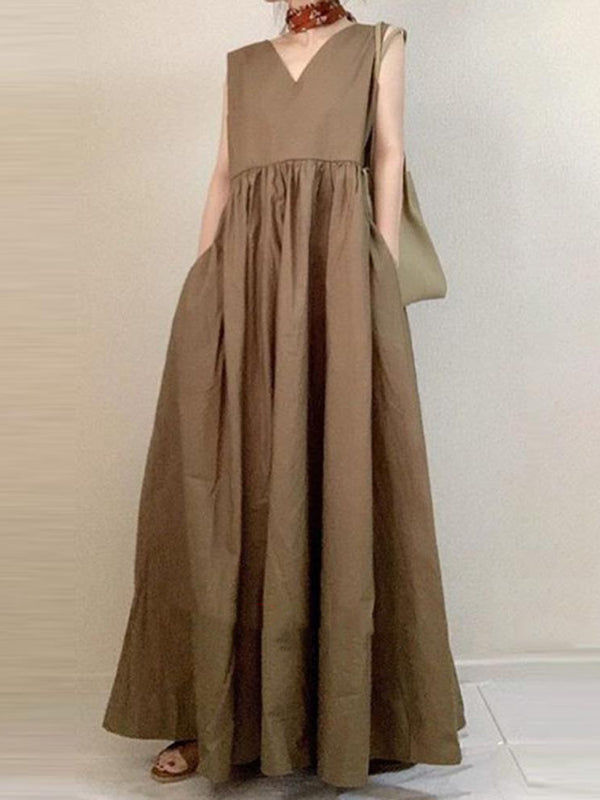 Loose And Sleeveless Looks Slim Maxi Dress